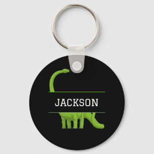 Cute Name Personalised Black Dinosaur  Key Ring