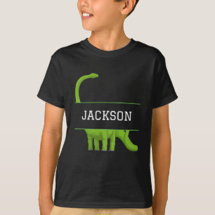 Cute Name Personalised Kids' Dinosaur Black T-Shirt