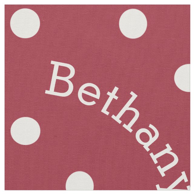Cute Name Wine Dark Pink Polka Dot Fabric (Close Up)