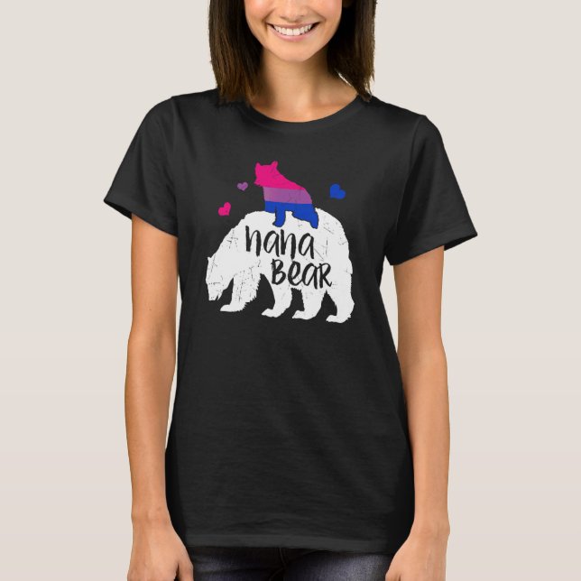 Cute Nana Bear Bisexual Flag Bisexuality Pride Day T-Shirt (Front)