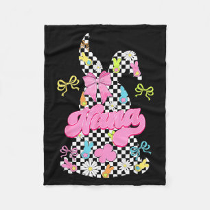 Cute nana chequered bunny coquette bow easter day fleece blanket