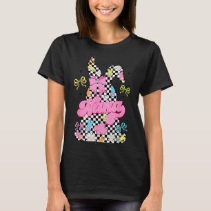 Cute nana chequered bunny coquette bow easter day T-Shirt