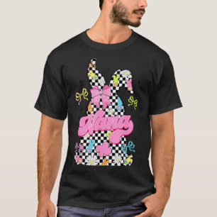 Cute nana chequered bunny coquette bow easter day T-Shirt