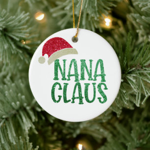 Cute Nana Claus Christmas - Personalised Grandma Ceramic Ornament