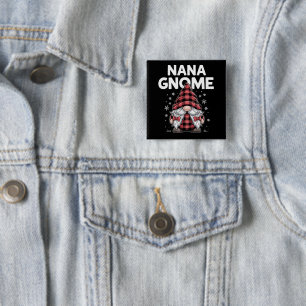 Cute nana Gnomes Red Plaid Christmas Gnome 15 Cm Square Badge