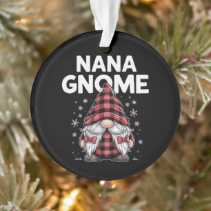 Cute nana Gnomes Red Plaid Christmas Gnome Ornament