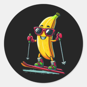Cute Nana Playing Skiing Fruit Lover Skiing Player Classic Round Sticker