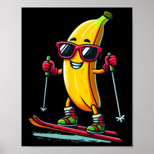 Cute Nana Playing Skiing Fruit Lover Skiing Player Poster