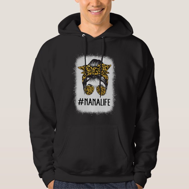 Cute Nanalife Bleached  Grandma Life Leopard Messy Hoodie (Front)