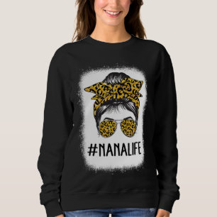 Cute Nanalife Bleached  Grandma Life Leopard Messy Sweatshirt