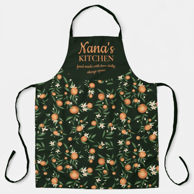 Cute nana's kitchen botanical citrus cute pattern apron (Front)