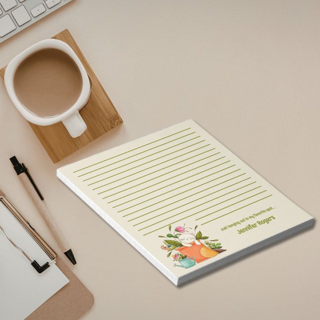 Cute Napping Cat and Plants Lined Notepad (Creator Uploaded)