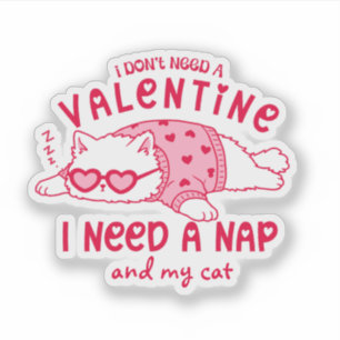 Cute Napping Cat Funny Custom Valentine