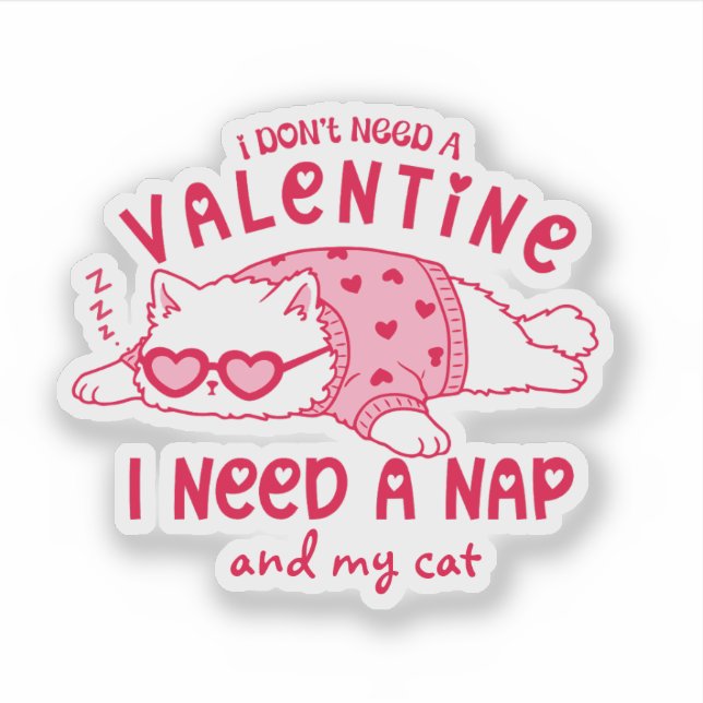 Cute Napping Cat Funny Custom Valentine (Front)