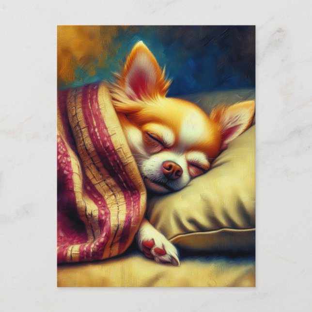 Cute Napping Chihuahua | Keeping in Touch Postcard (Front)