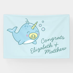 Cute Narwhal Baby Shower Kawaii  Banner