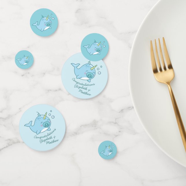 Cute Narwhal Baby Shower Kawaii Blue Boy Confetti (Group)