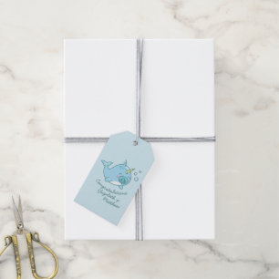 Cute Narwhal Baby Shower Kawaii Blue Boy Gift Tags