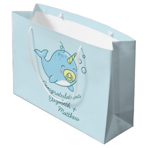 Cute Narwhal Baby Shower Kawaii Large Gift Bag