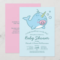 Cute Narwhal Baby Shower Kawaii Pink Girl