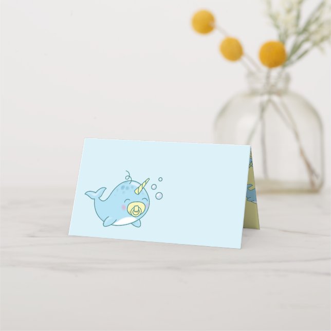Cute Narwhal Baby Shower Kawaii  Place Card (Front)
