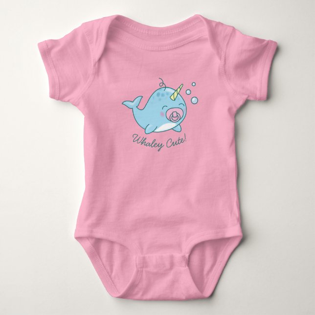 Cute Narwhal Baby Shower Kawaii Whaley Pink Girl Bodysuit (Front)