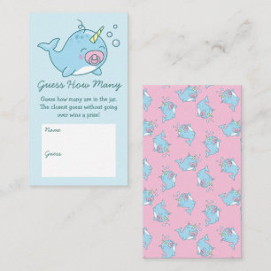 Cute Narwhal Baby Shower Pink Girl Guess How Many Enclosure Card