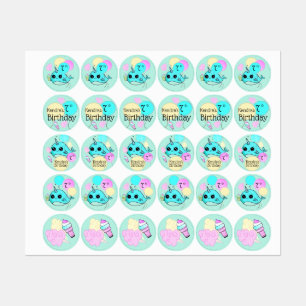 Cute Narwhal Birthday Party Personalised Name Age