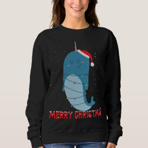 Cute narwhal Christmas Tree Lights Sweatshirt