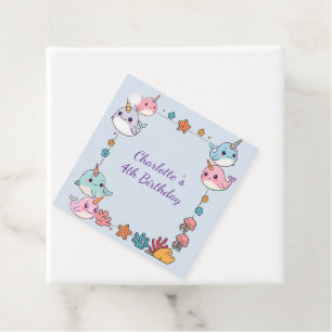 Cute Narwhal fish Pattern Watercolor Under the Sea Favour Tags