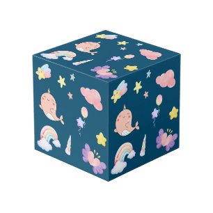 Cute Narwhal Fish Unicorn Rainbow sea Birthday  Cube