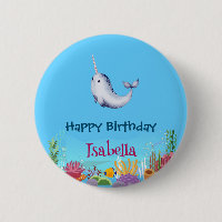 Cute Narwhal Fish Unicorn Whale sea Birthday