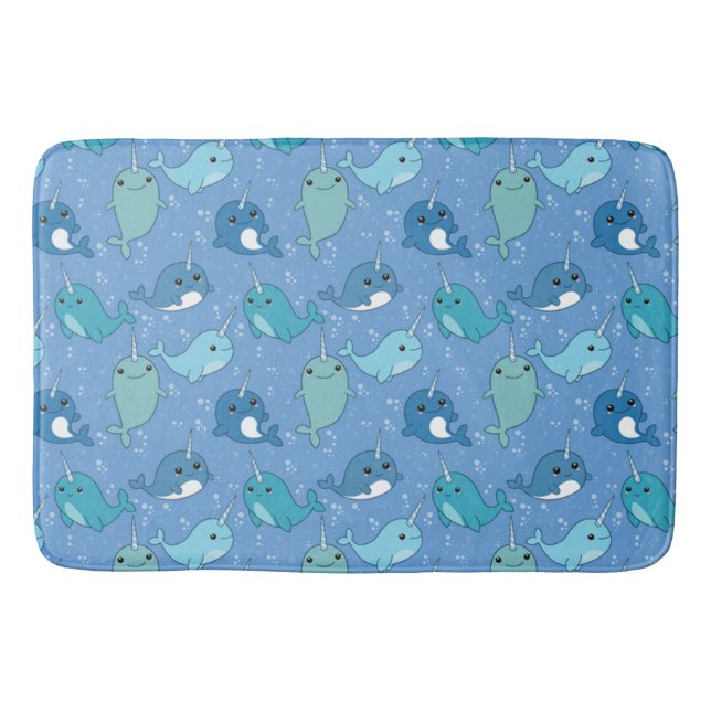 Cute Narwhal Pattern Bath Mat (Front)