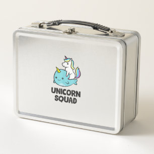 Cute Narwhal Unicorn Squad Funny Unicorn And Narwh Metal Lunch Box