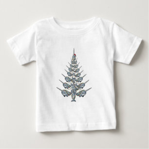 Cute Narwhal Wearing a Santa Hat with Festive Baby T-Shirt