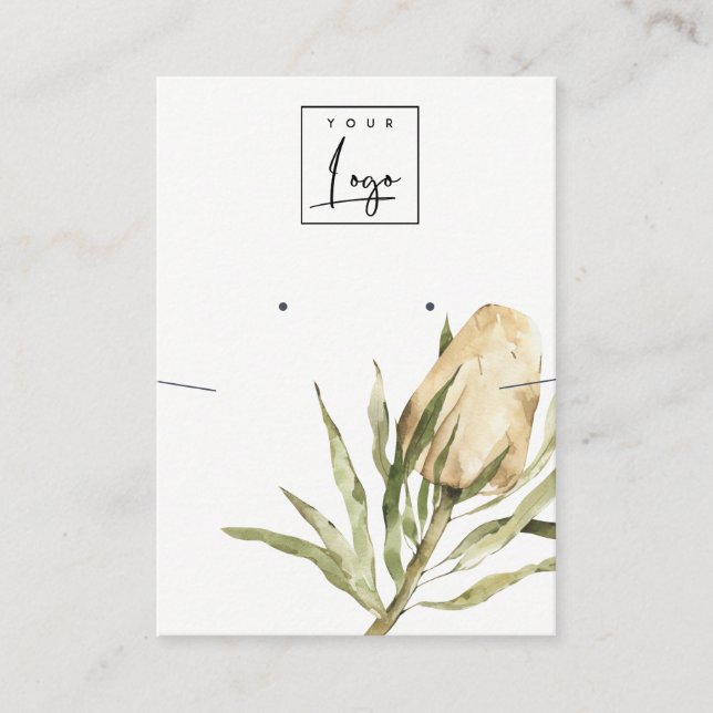 Cute Native Banksia Floral Earring Necklace Business Card (Front)