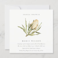 Cute Native Banksia Watercolor Flora Bridal Shower