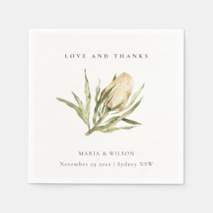 Cute Native Banksia Watercolor Floral Wedding Napkin