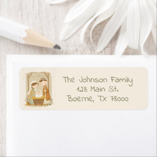 Cute Nativity Christmas Return Address Label