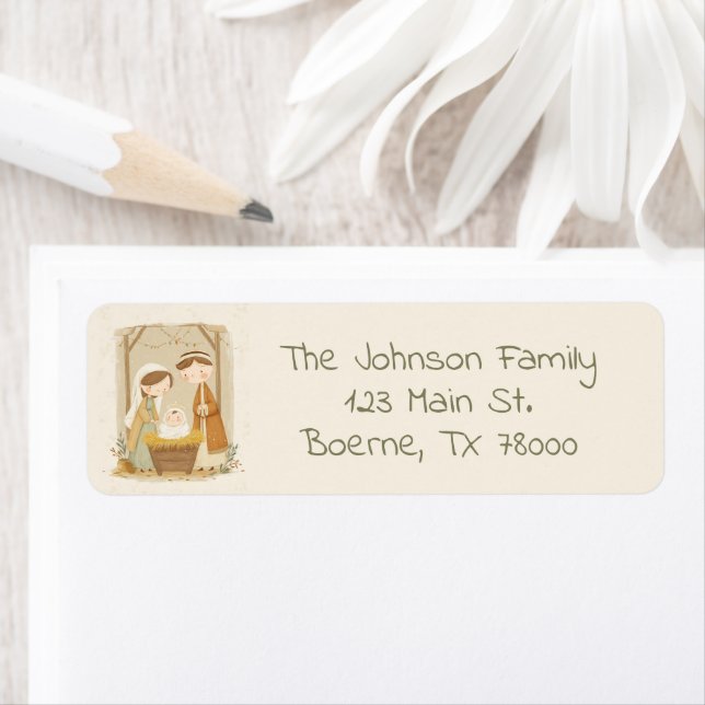 Cute Nativity Christmas Return Address Label (Insitu)