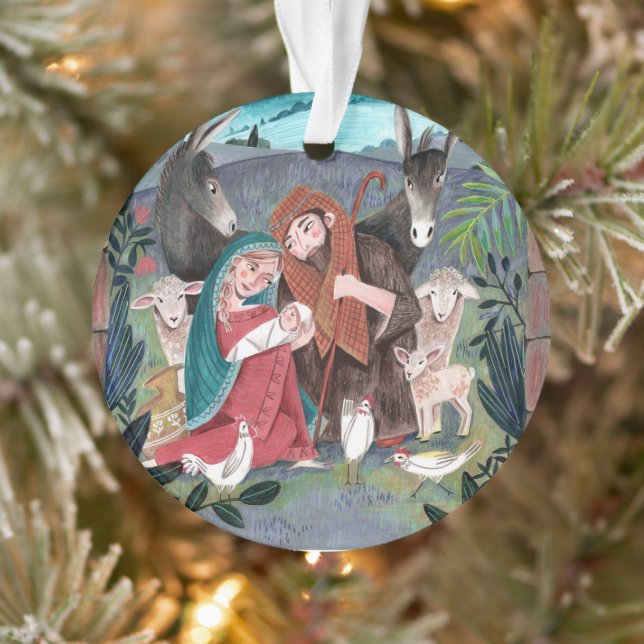 Cute nativity religious Christmas illustration Ornament (Tree)