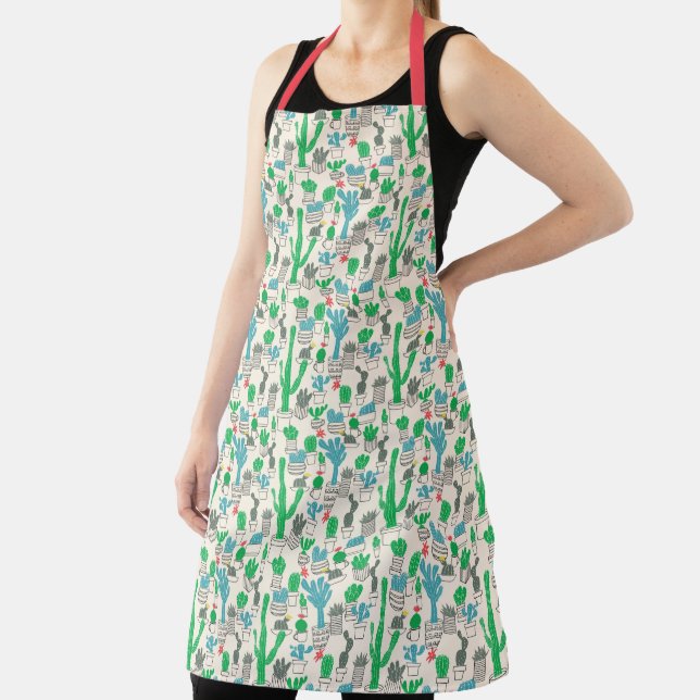 Cute Natural Floral Cacti Pattern Apron (Insitu)
