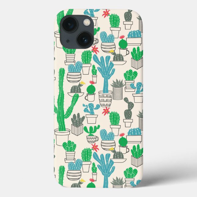 Cute Natural Floral Cacti Pattern Case-Mate iPhone Case (Back)