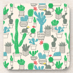 Cute Natural Floral Cacti Pattern Coaster