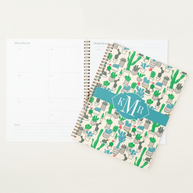 Cute Natural Floral Cacti Pattern Planner (Display)