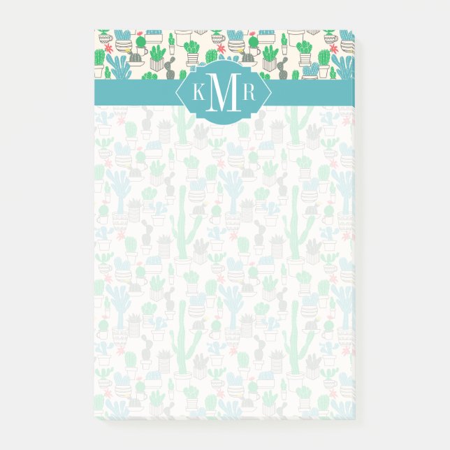 Cute Natural Floral Cacti Pattern Post-it Notes (Front)
