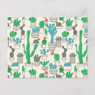Cute Natural Floral Cacti Pattern Postcard