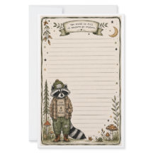 Cute Nature Explorer Racoon Stationery Paper