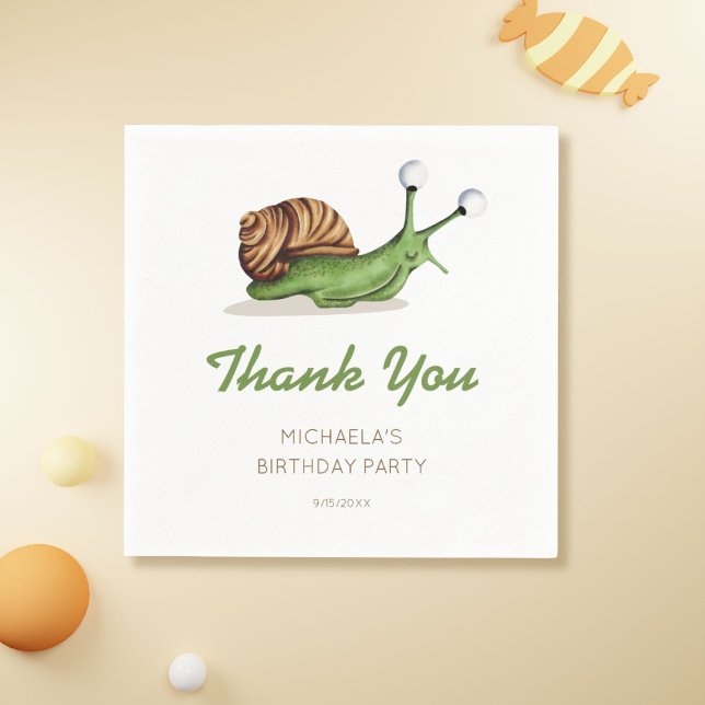Cute Nature Snail Birthday Party Napkin (Creator Uploaded)