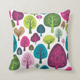 Cute nature tree flower retro pattern cushion